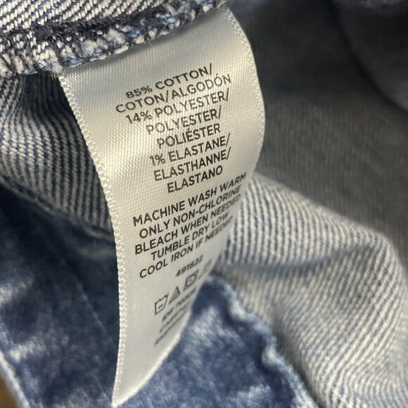 Loft Womens Medium Blue Denim Button Front Cropped Jacket 3/4 Sleeve Cotton - Picture 7 of 8